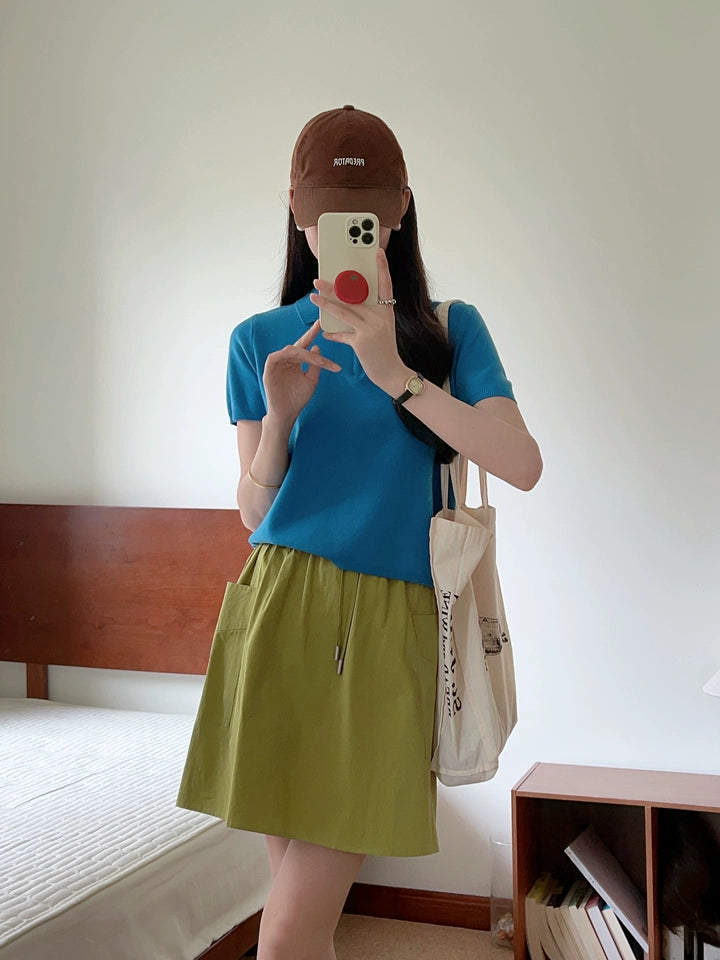 ウール混 ヴィンテージジップポロニット