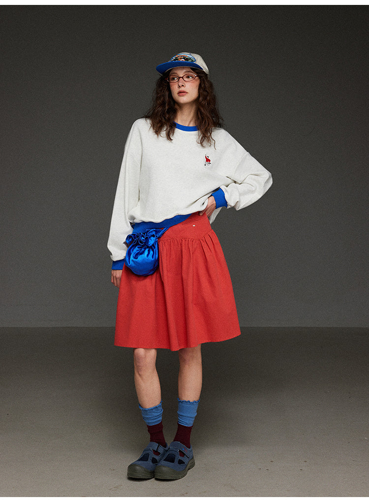 無地ハイウエストプリーツスカート