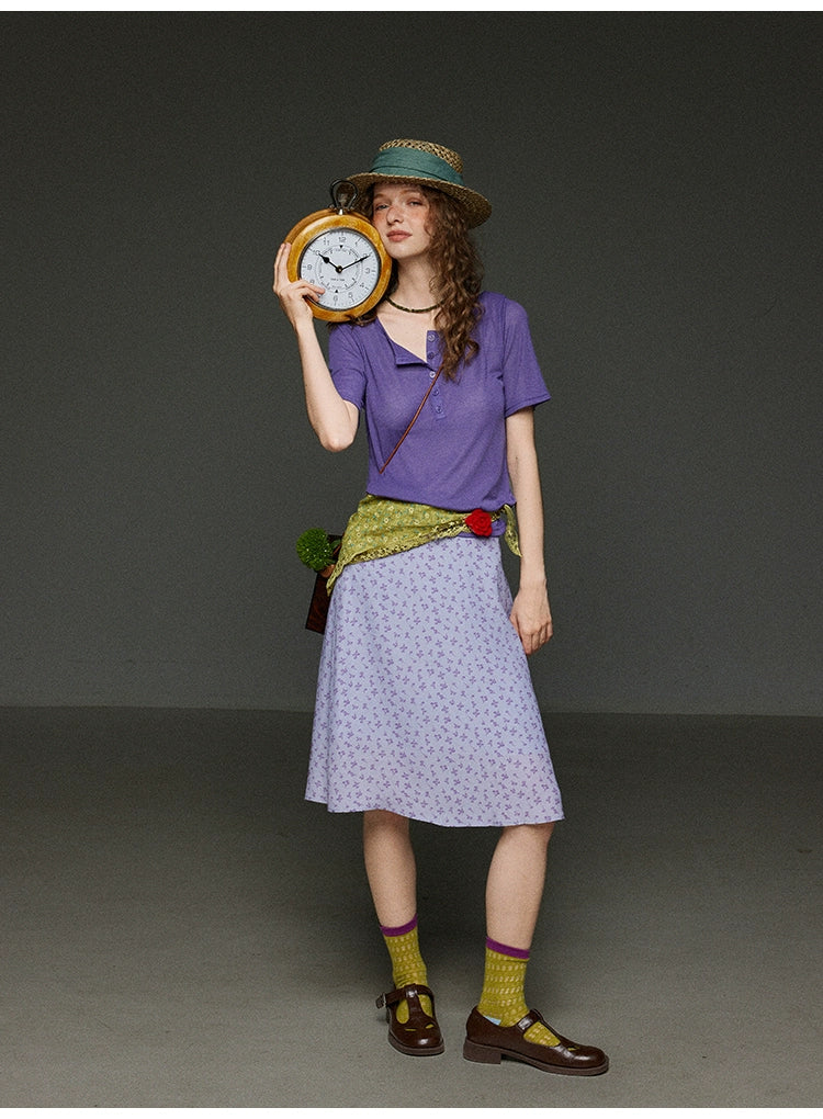 スリムフローラルスカート