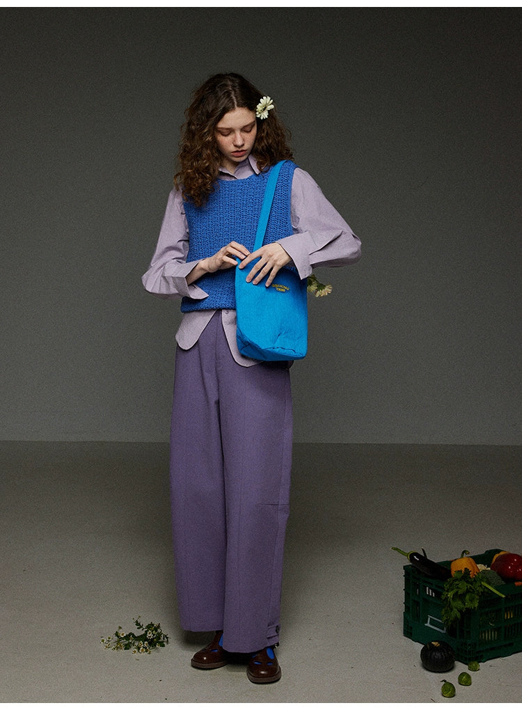 クルーネック レイヤード ノースリーブ ニットベスト