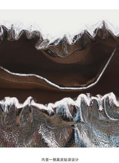 オイルワックスレザー ギャザーショルダーバッグ