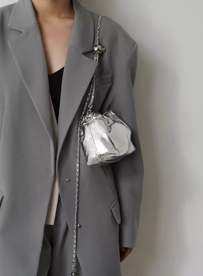 オイルワックスレザー ギャザーショルダーバッグ