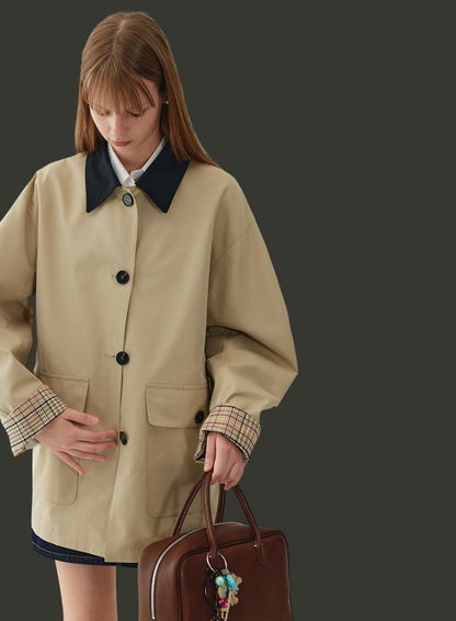 バイカラーカラーパイピングショートジャケット