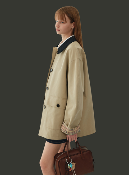 バイカラーカラーパイピングショートジャケット