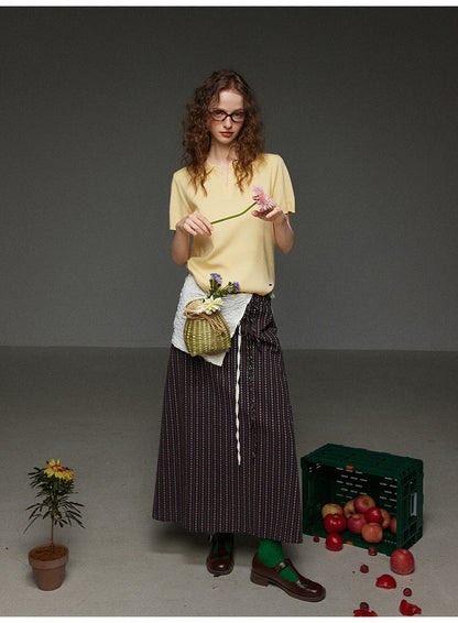 ウール混 ヴィンテージジップポロニット