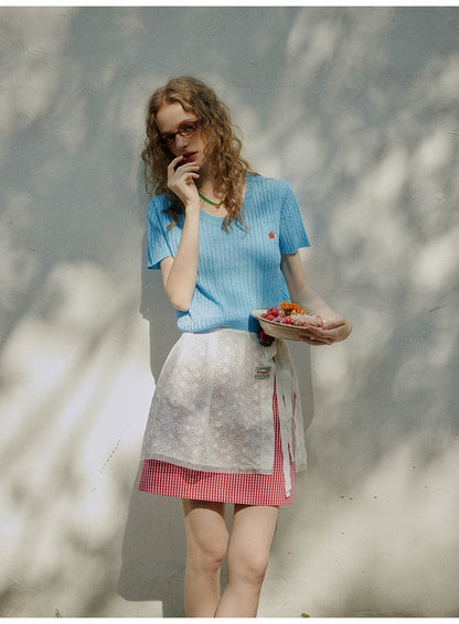 レトロチェック柄スリムスカート