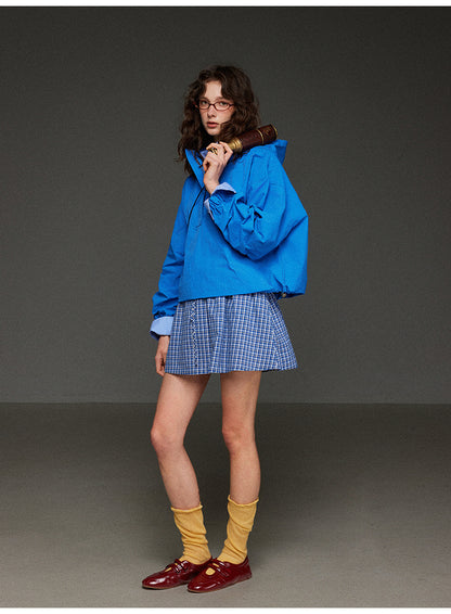 軽やかなハーフジップ連帽ジャケットレディース