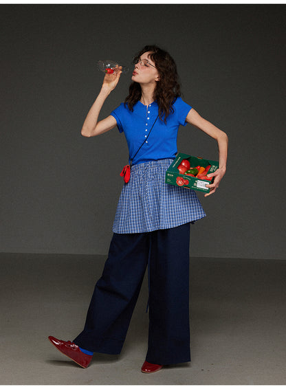 チェックドローストリングプリーツスカート