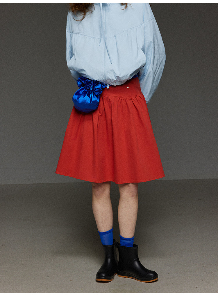 無地ハイウエストプリーツスカート