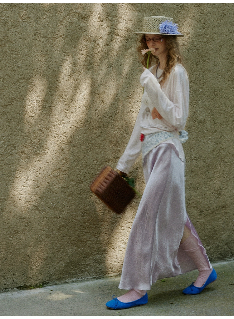 アセテート イレギュラー ストレートスカート