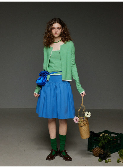 無地ハイウエストプリーツスカート