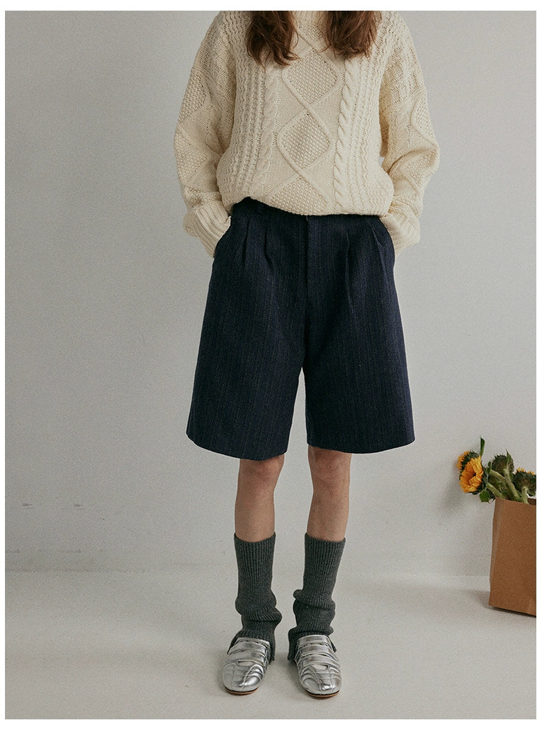 縦縞レトロウールパンツ