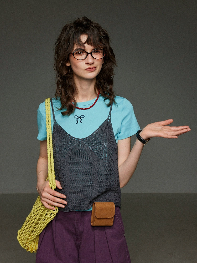 レトロレイヤードニットキャミソール