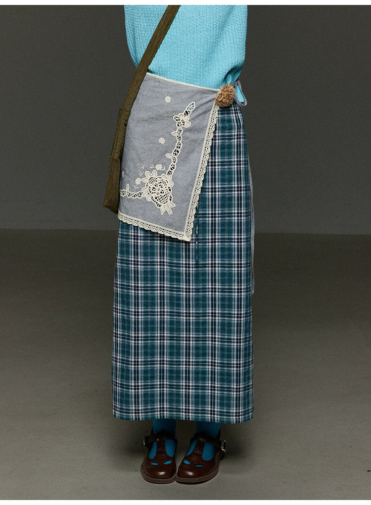 ヴィンテージチェックストレートタイアップ マキシスカートハイウェスト