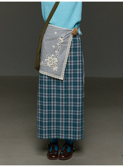 ヴィンテージチェックストレートタイアップ マキシスカートハイウェスト