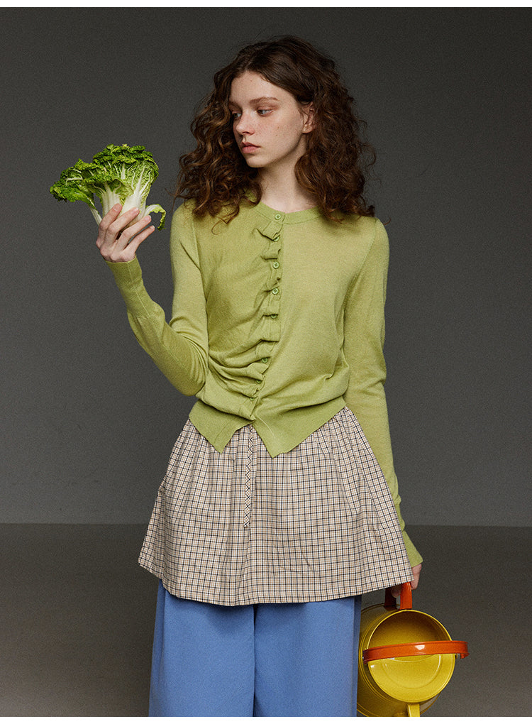 チェックドローストリングプリーツスカート