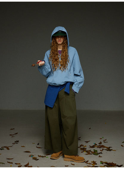 ブルーチェック セミジップアウター