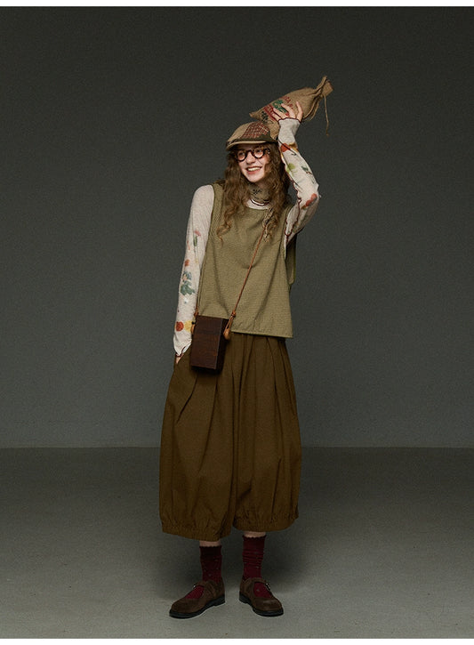 ヴィンテージ風 南瓜ランタンパンツ（7分丈ワイド）