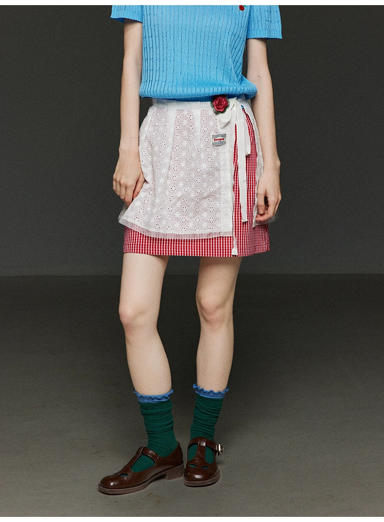 レトロチェック柄スリムスカート