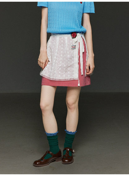レトロチェック柄スリムスカート