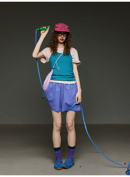 リブノースリーブタンクトップ