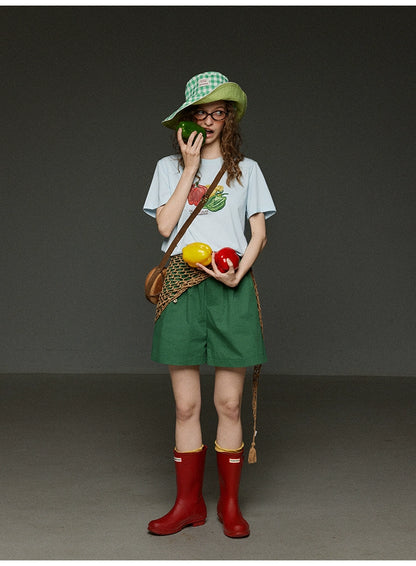 ロゴタグ付きハイウエストショートパンツ