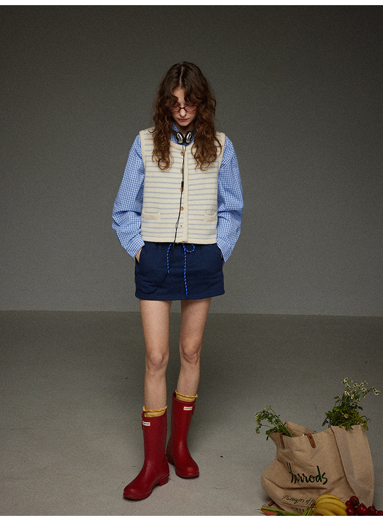 ストライプニットベスト