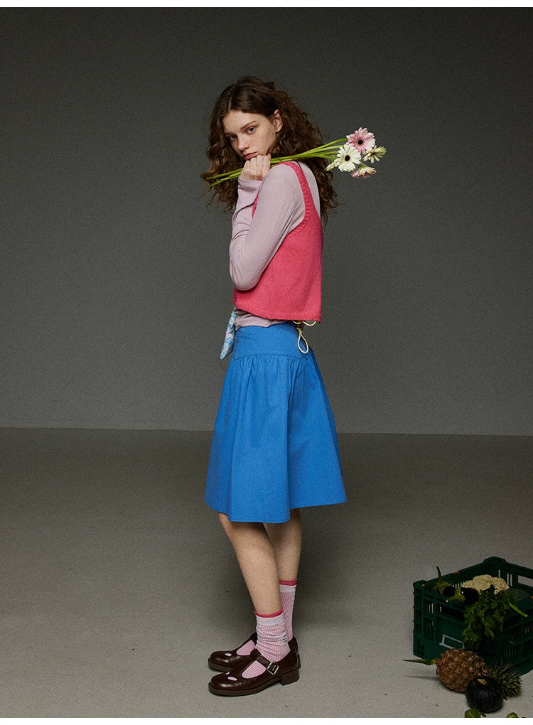 無地ハイウエストプリーツスカート