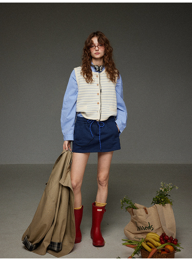 ストライプニットベスト