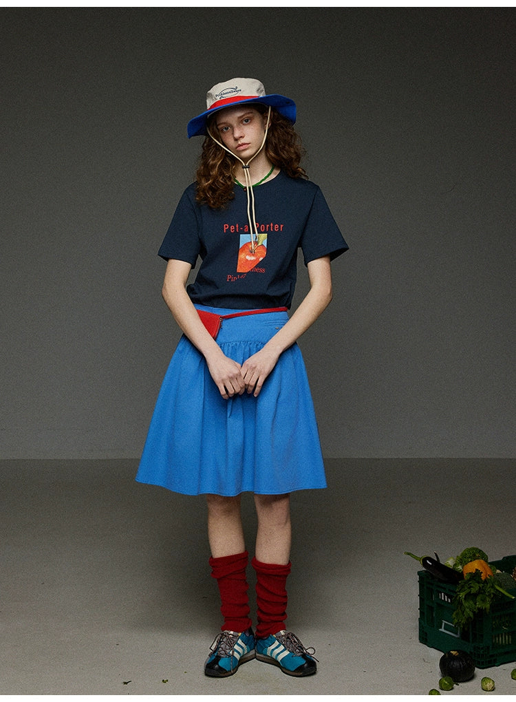 無地ハイウエストプリーツスカート