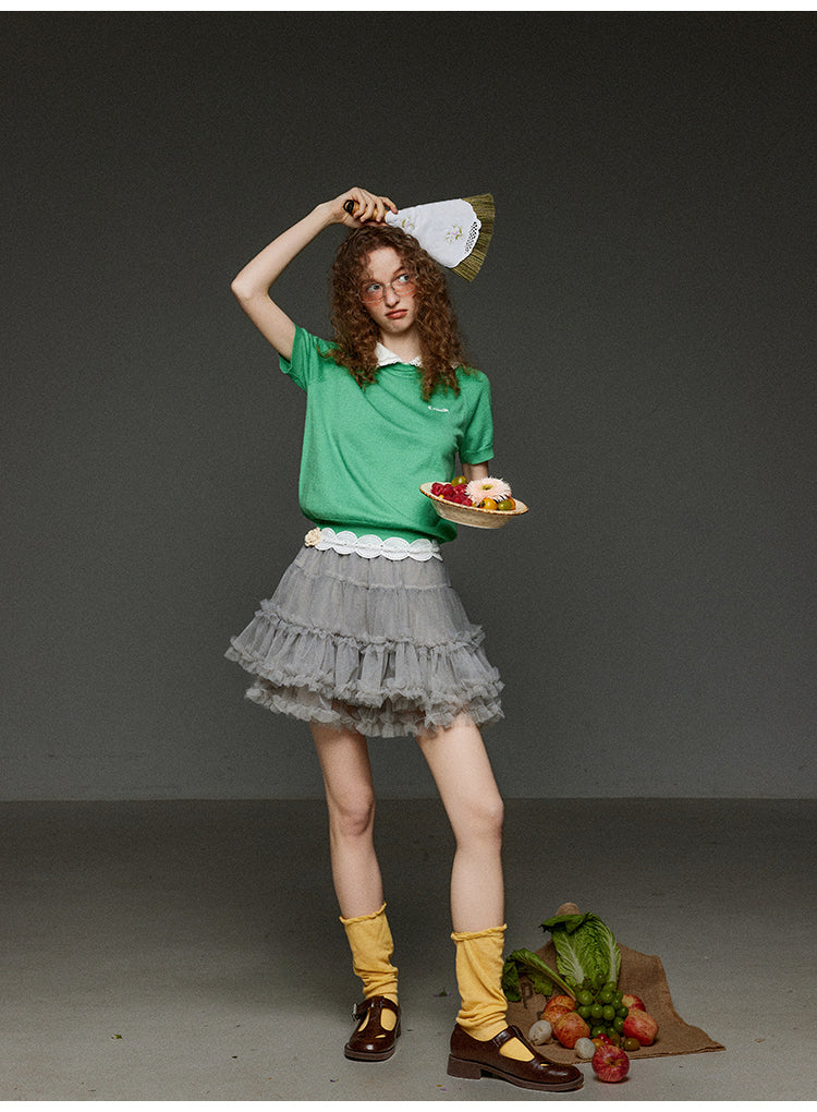 レースメッシュティアードスカート