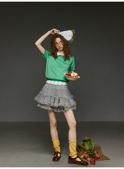 レースメッシュティアードスカート