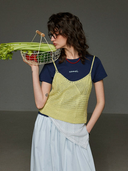 レトロレイヤードニットキャミソール