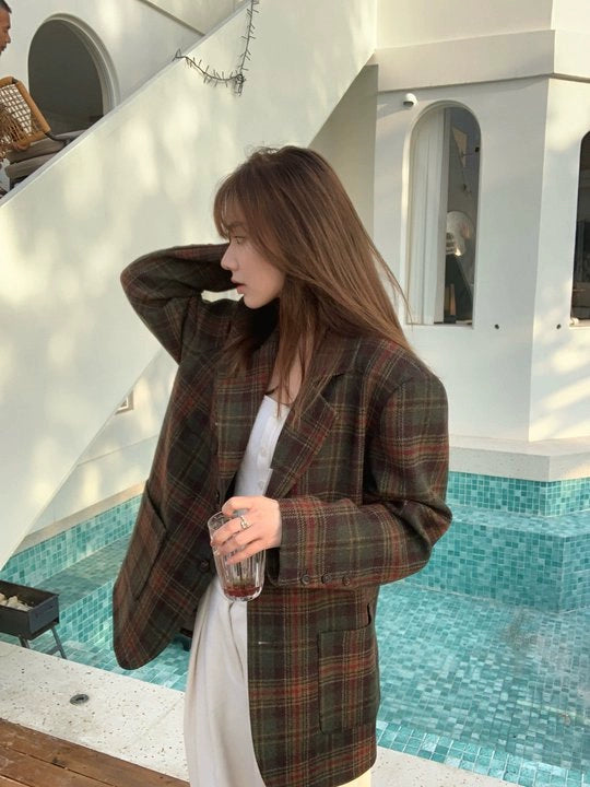 ヘリテージチェック ウールブレザー