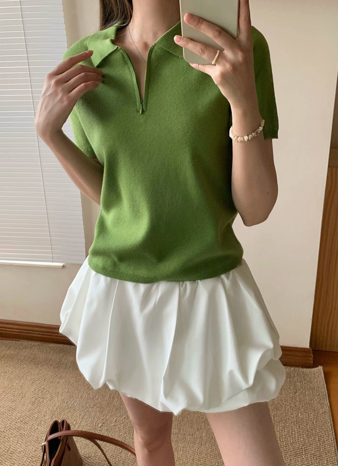 ウール混 ヴィンテージジップポロニット