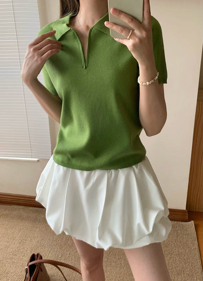 ウール混 ヴィンテージジップポロニット