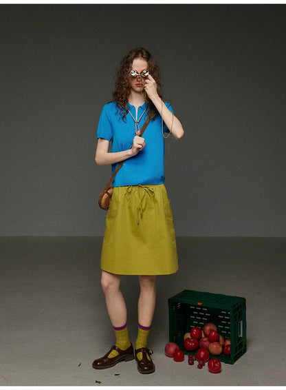 ウール混 ヴィンテージジップポロニット