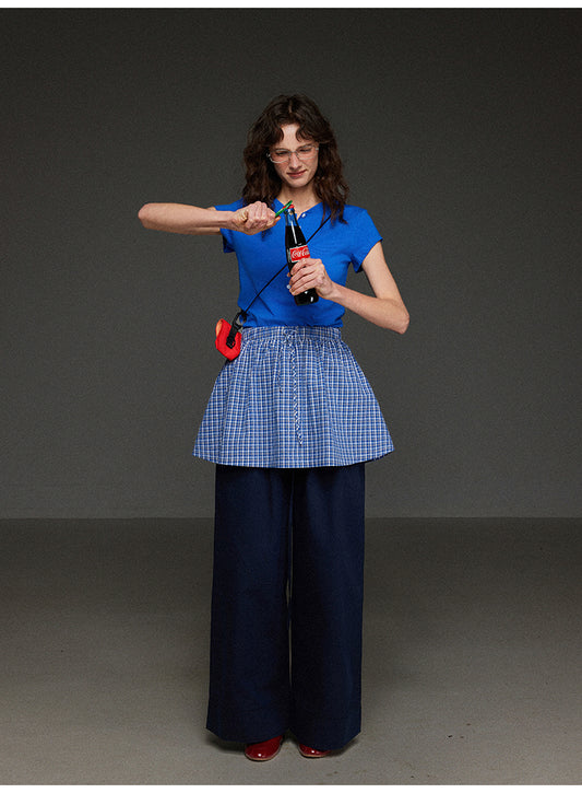 チェックドローストリングプリーツスカート