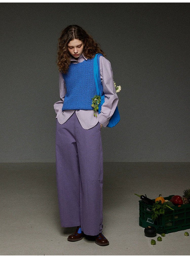 クルーネック レイヤード ノースリーブ ニットベスト