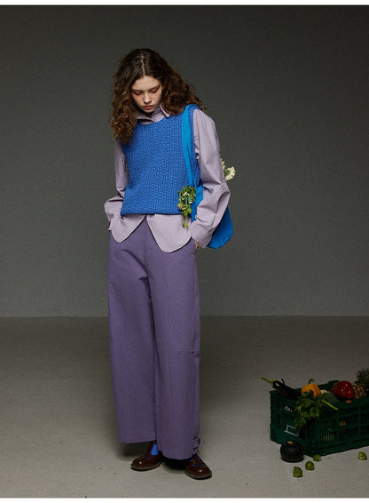 クルーネック レイヤード ノースリーブ ニットベスト