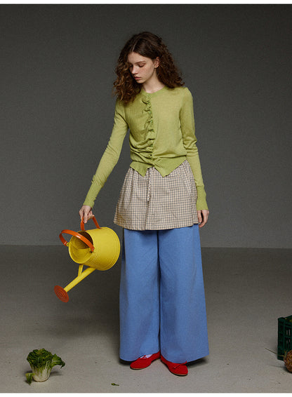 チェックドローストリングプリーツスカート