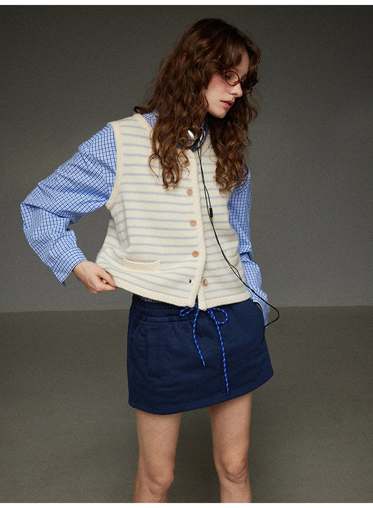 ストライプニットベスト