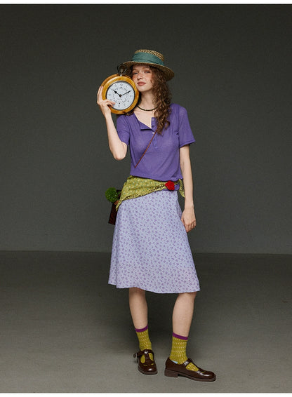 スリムフローラルスカート