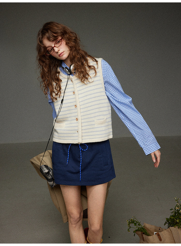 ストライプニットベスト