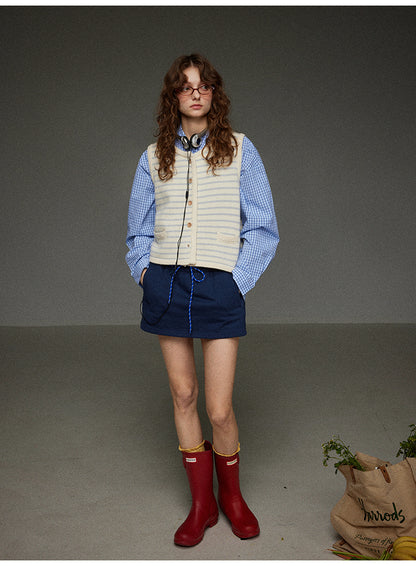 ストライプニットベスト