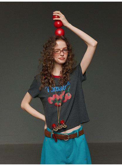 トマトプリント ロゴTシャツ