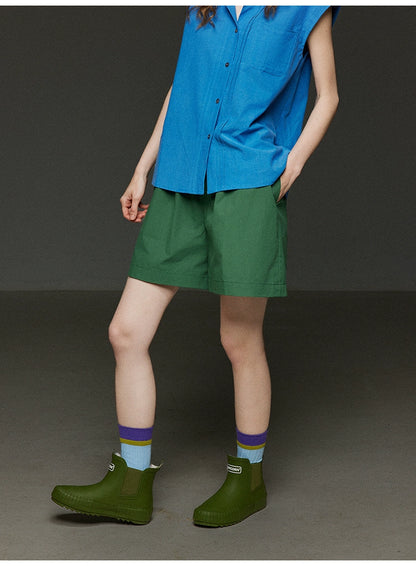 ロゴタグ付きハイウエストショートパンツ