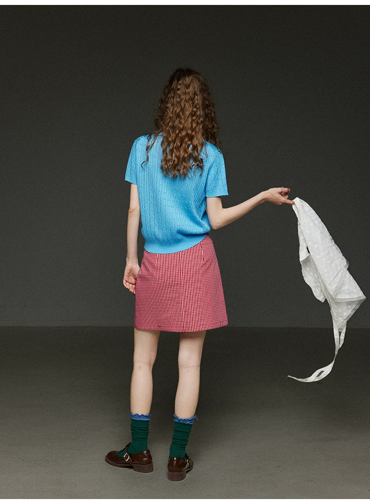 レトロチェック柄スリムスカート