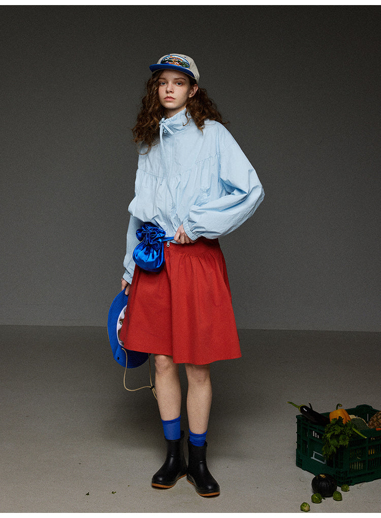 無地ハイウエストプリーツスカート