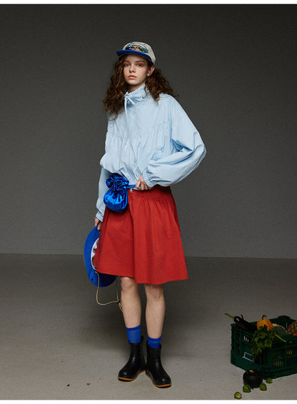 無地ハイウエストプリーツスカート